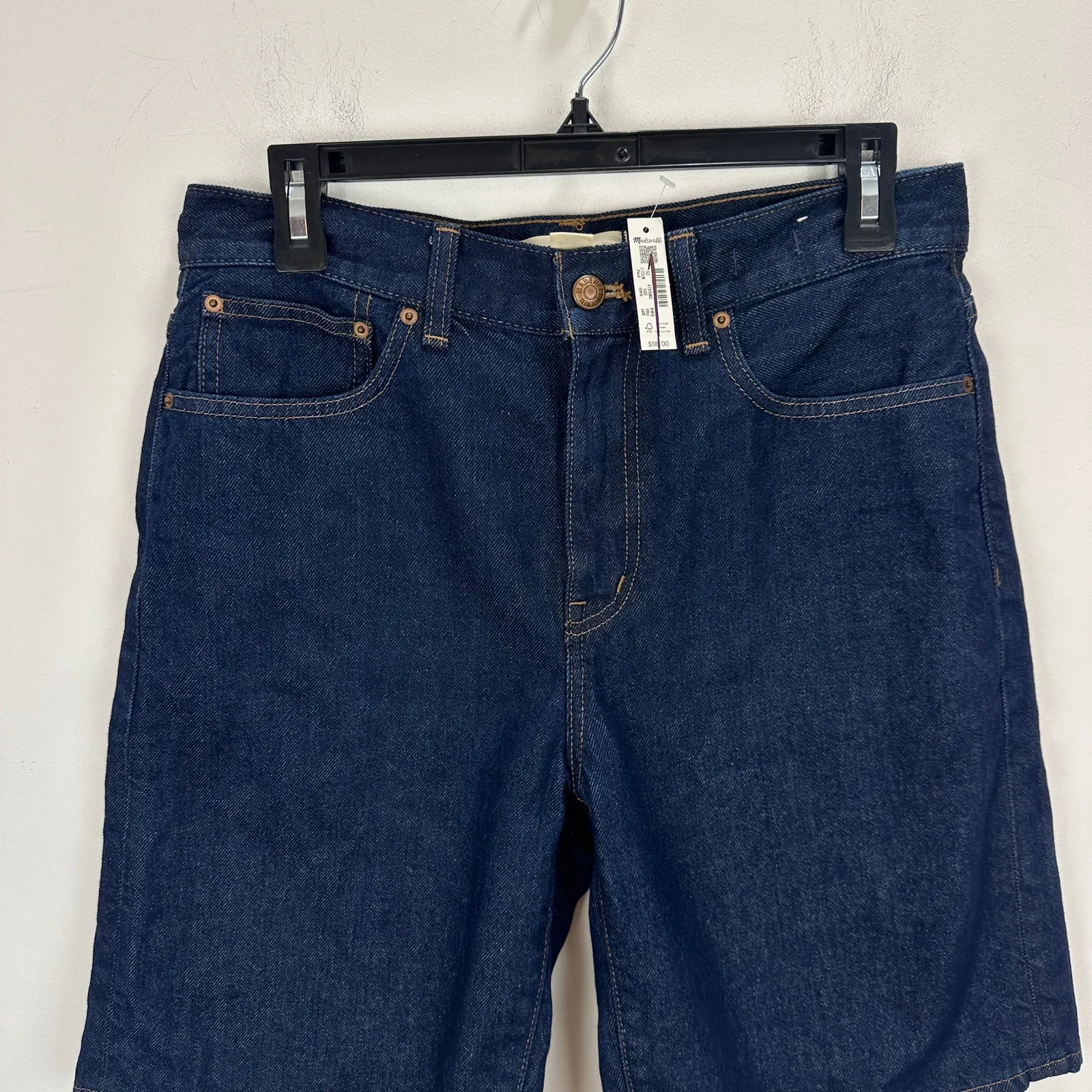 Madewell The 1997 Denim Bermuda Short Bronxville Dark Blue Wash Rigid US 26 NWT - Image 8