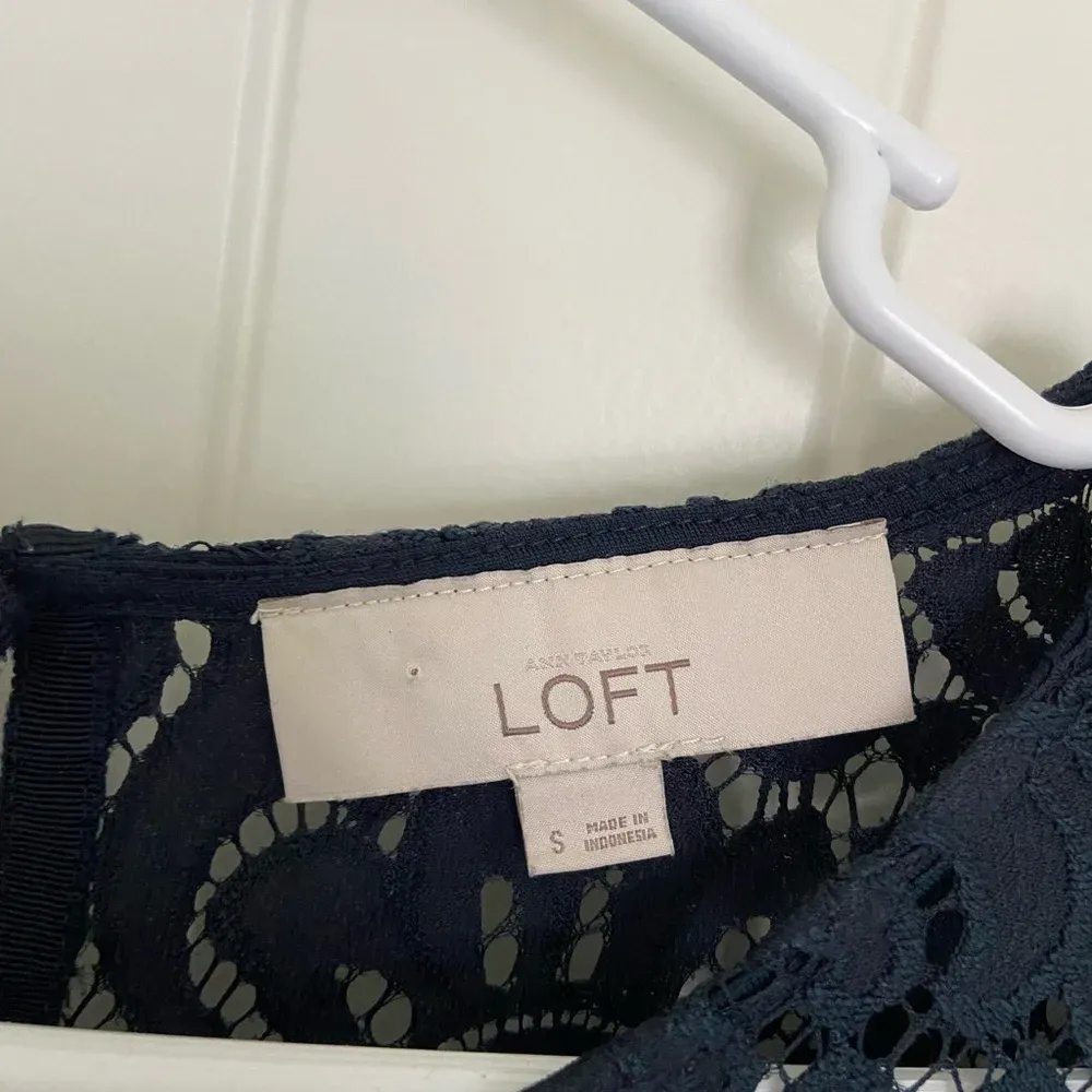 LOFT Ann Taylor women’s black lace see‎ through blouse — small - Image 3