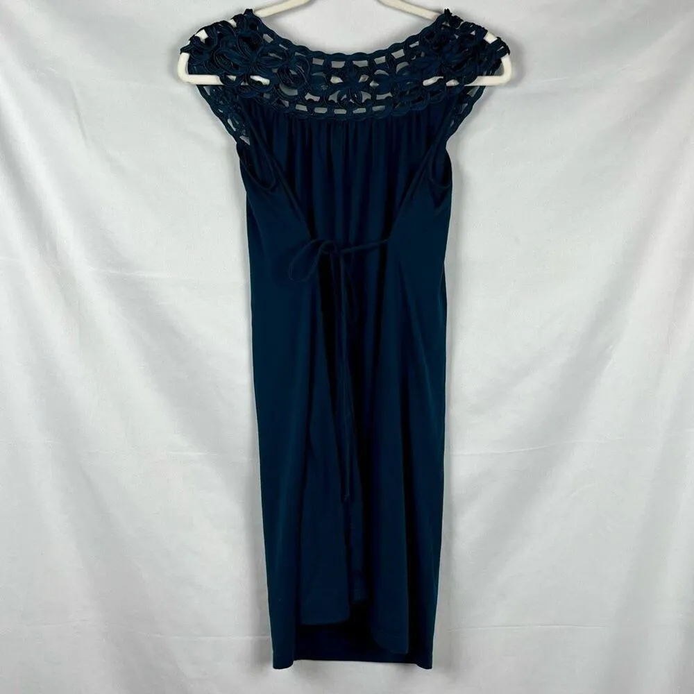 Debbie Miller Turquoise Embroidery Dress Small Green - Image 3