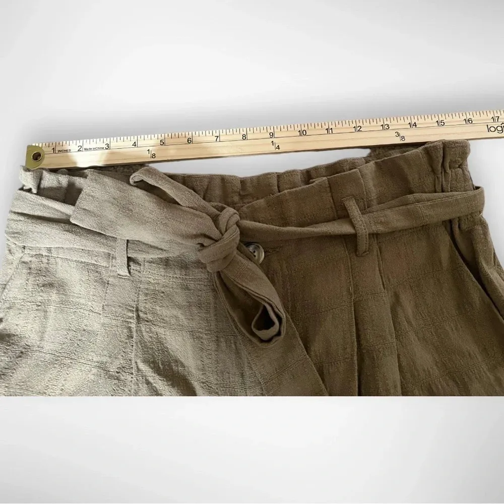 GOOD LUCK GEM Women's High Waist Paper Bag Khaki Green Shorts Large | NWT - Image 8