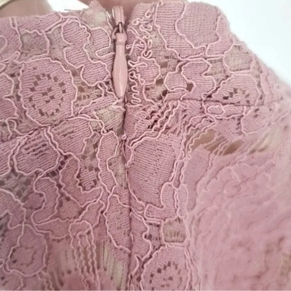 Love, Fire Mauve Lace Peplum Top + Scrunchie Pearl Satin Headband | Size S (Fits Pink - Image 5