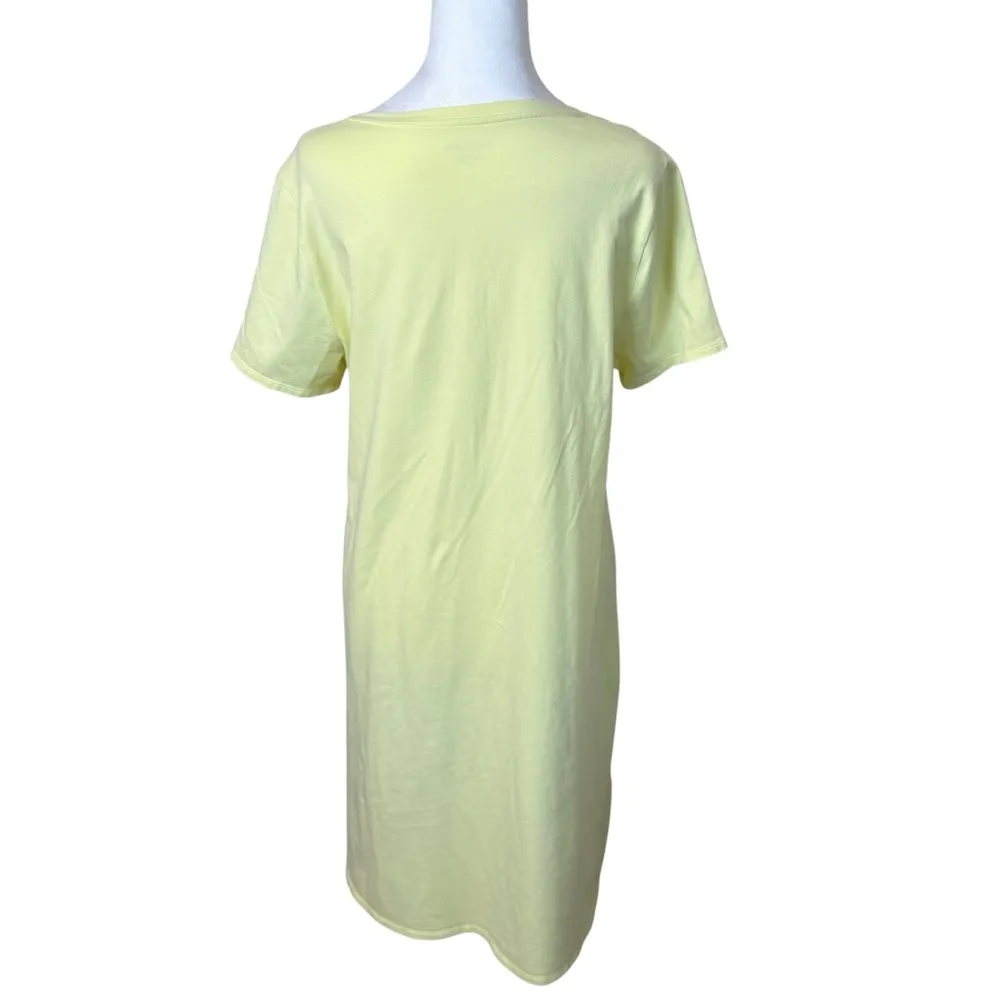 Eileen Fisher Canary Yellow‎ Organic Cotton Crew Neck T-Shirt Dress Medium $168 - Image 4