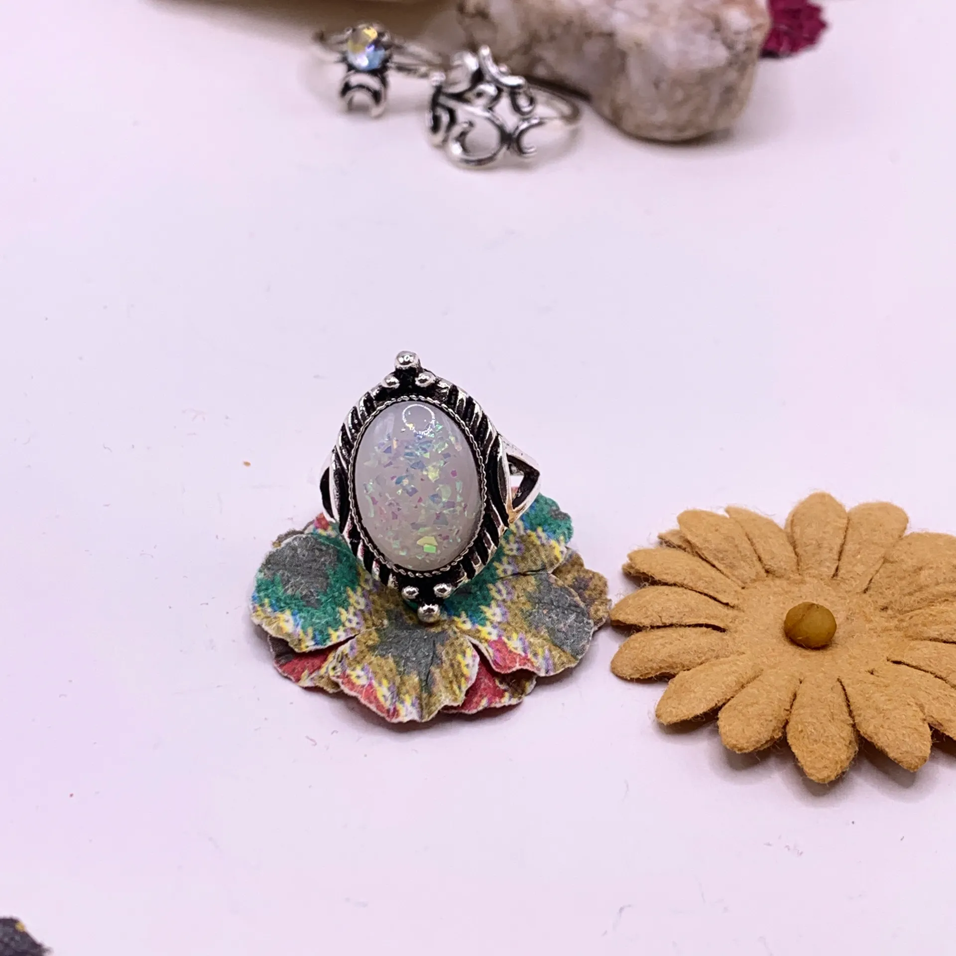 Beautiful Statement Ring Set 🌙 Moon Details Silver - Image 5