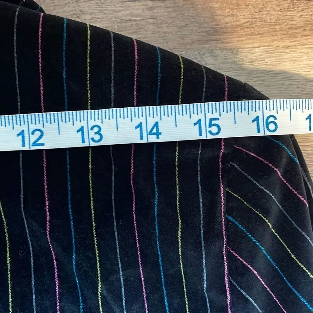 CASLON women's multi color striped black VELVET  BLAZER JACKET size Large Petite - Image 13