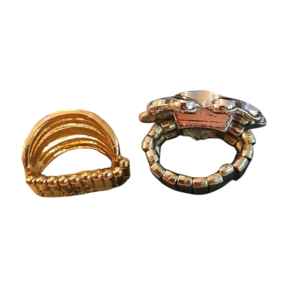 Set of 2 Adjustable Stretchy Rings Gold - Image 6