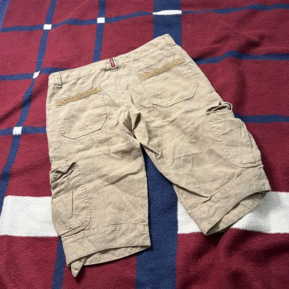 Y2k Hard tail beige cargo shorts khaki baggy grunge utility slim fit fishing Tan Size XS - Image 5