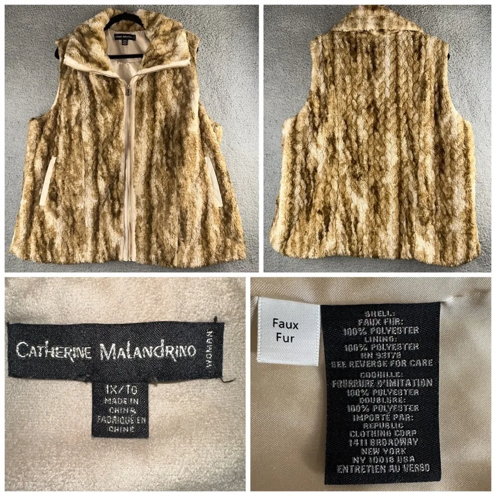Catherine Malandrino Faux Fur Size 1X Vest Boho Y2K Hippie‎ Western Mobwife - Image 6