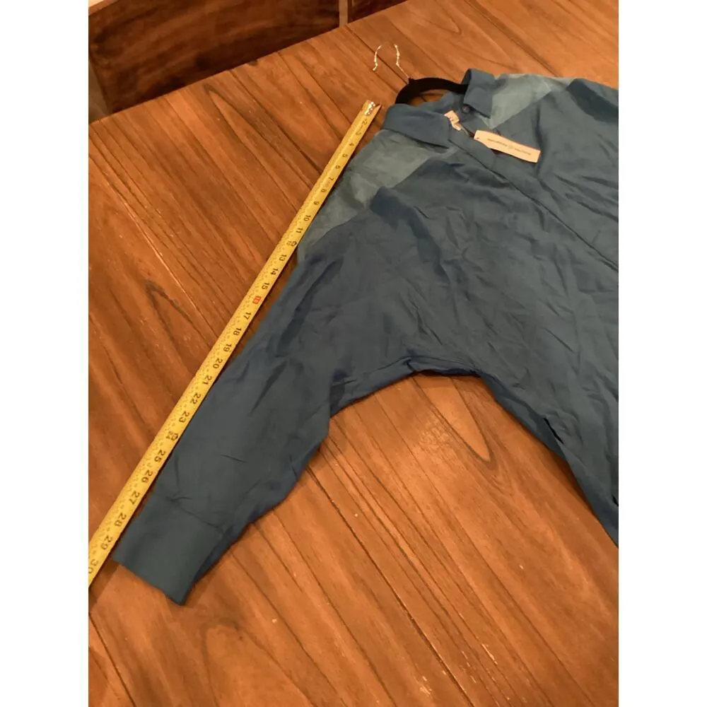 The Drop Blue Sapphire Shirt Long Sleeve Organza Yoke button up oversized blouse - Image 5