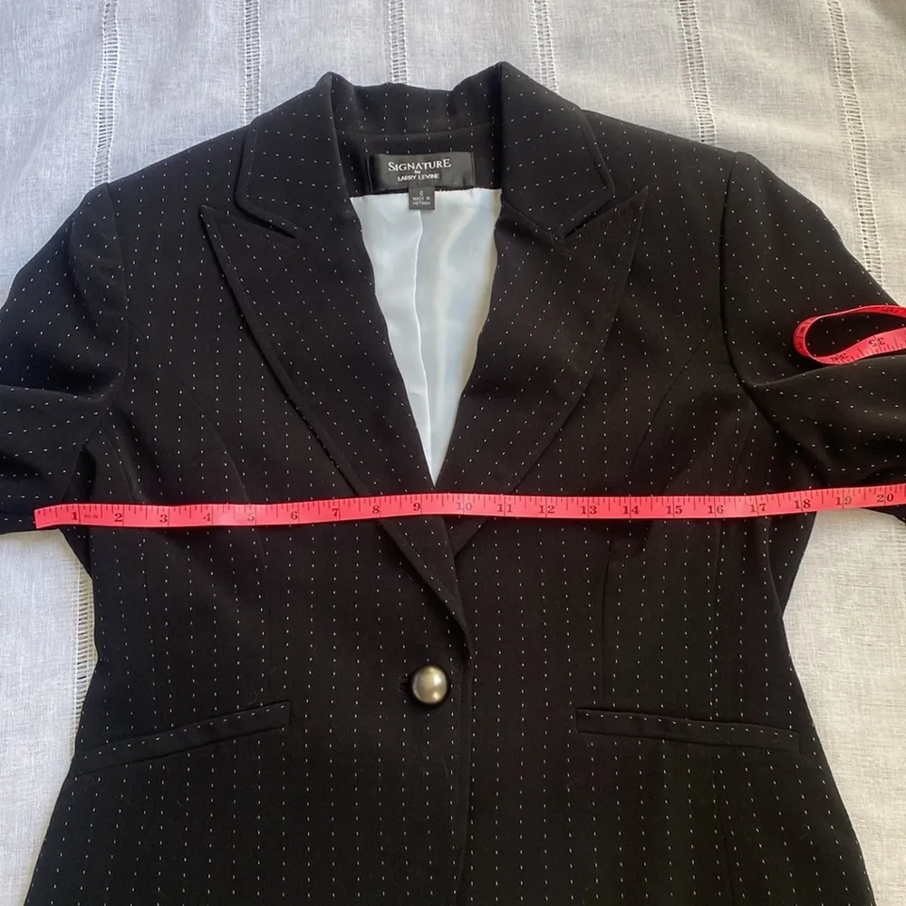 Larry Levine 90s pinstriped blazer with statement buttons. - Image 10