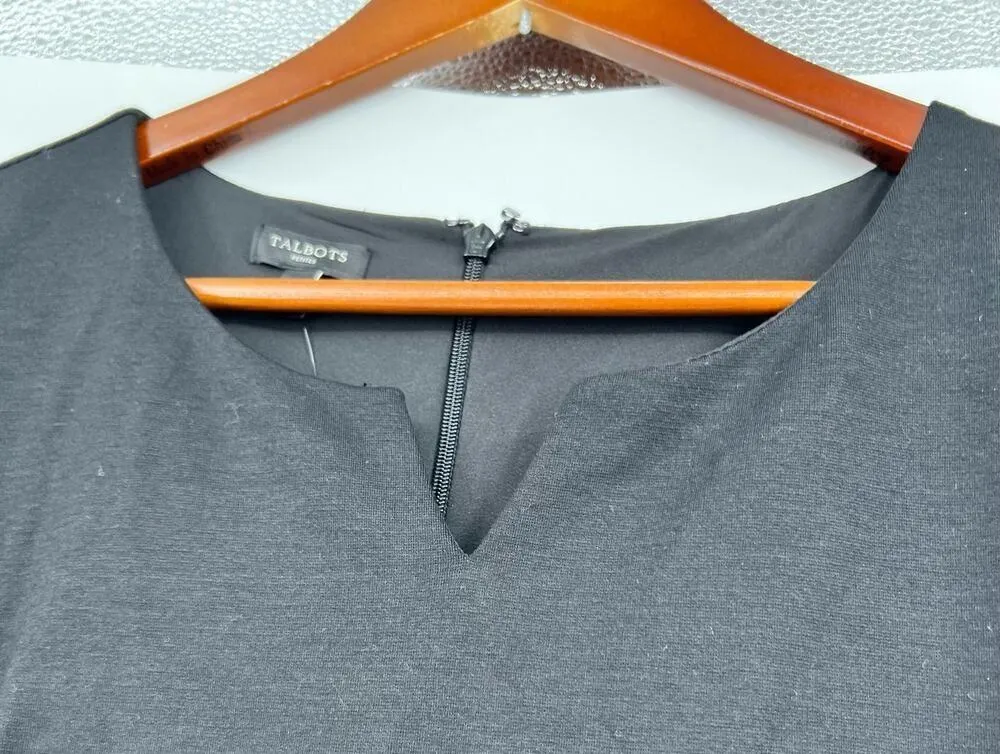 NEW Talbots black with white fringe trim sheath dress short sleeve 10 petite - Image 7