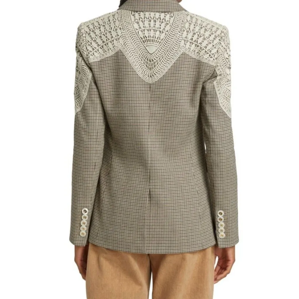 Veronica Beard Faithon Dickey Blazer in Camel Multi Crochet Trim Jacket 0 - Image 9