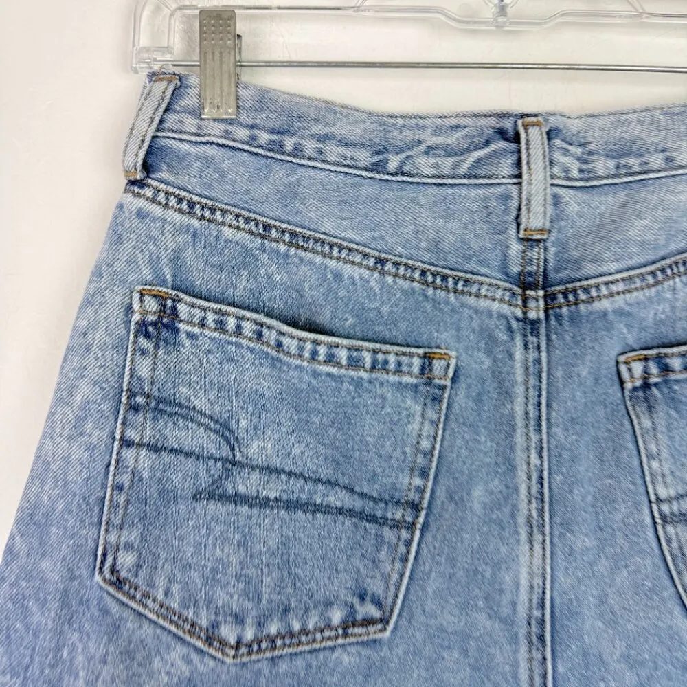 American Eagle Acid Wash Mom Short Denim Jean Shorts Hi-Rise Size 6 EUC - Image 8