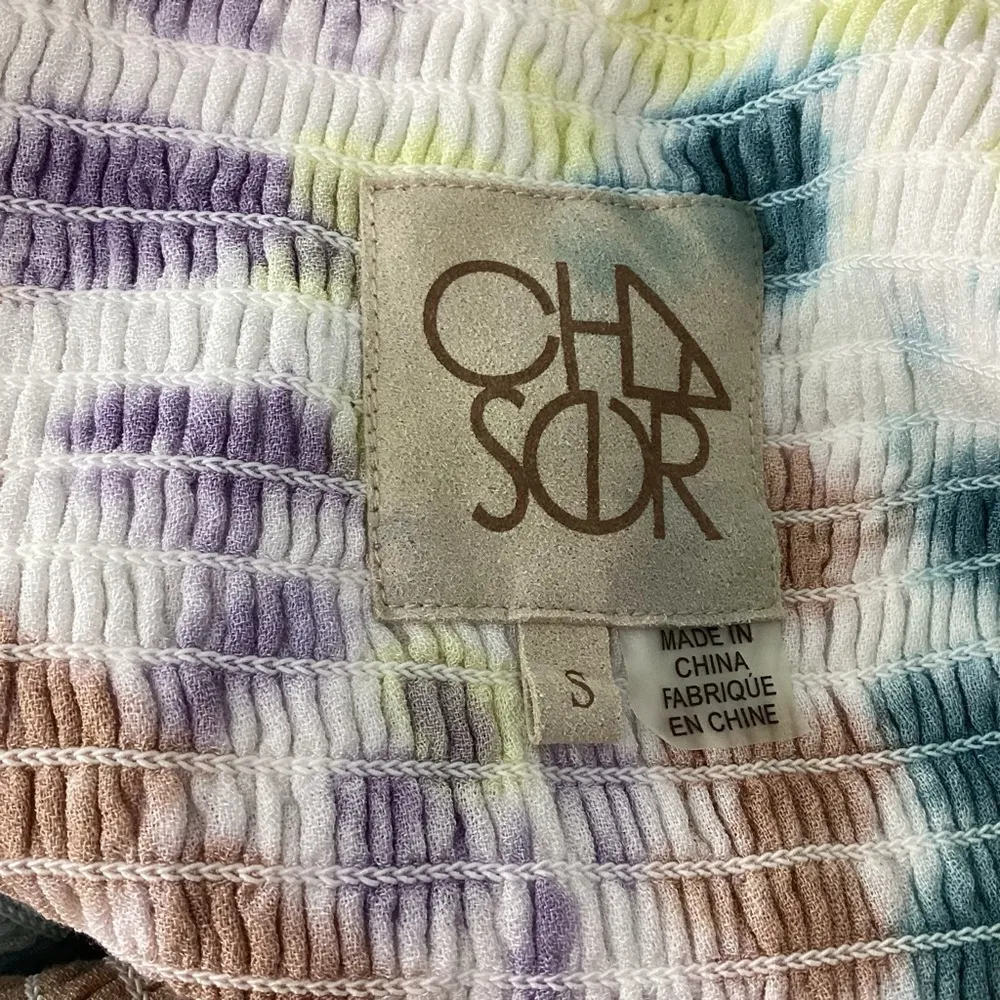 Smocked Double V Peasant Top Tie Dye Small - Image 6