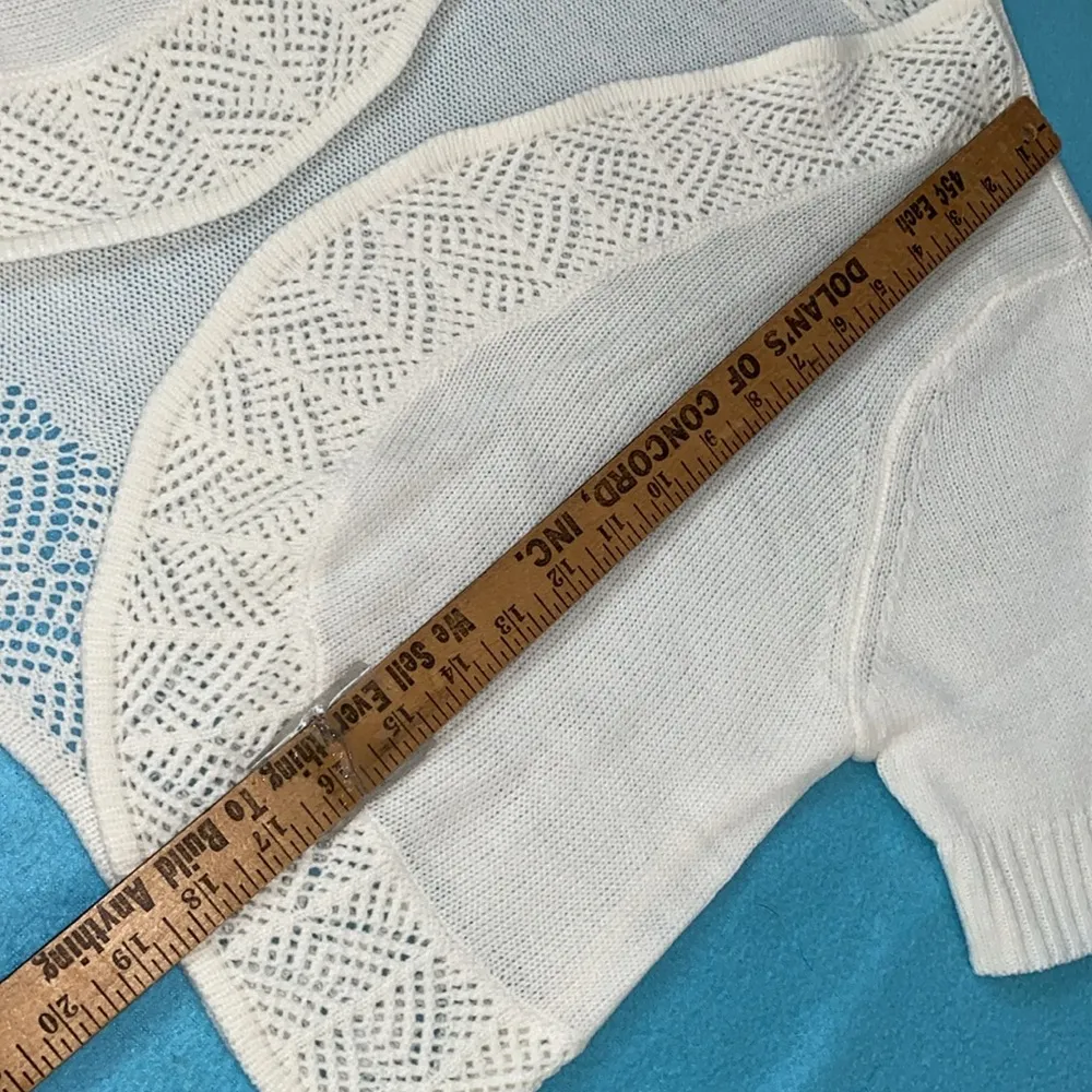 BLAIR shrug bolero open front cardigan short sleeve knit sweater white size M - Image 8