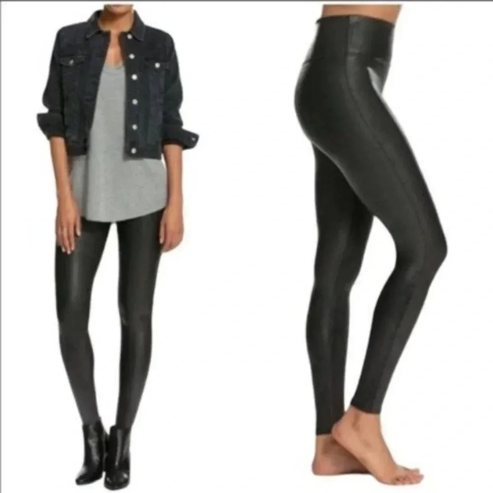 SPANX Faux Leather High Waisted Leggings Black Size S - Image 2