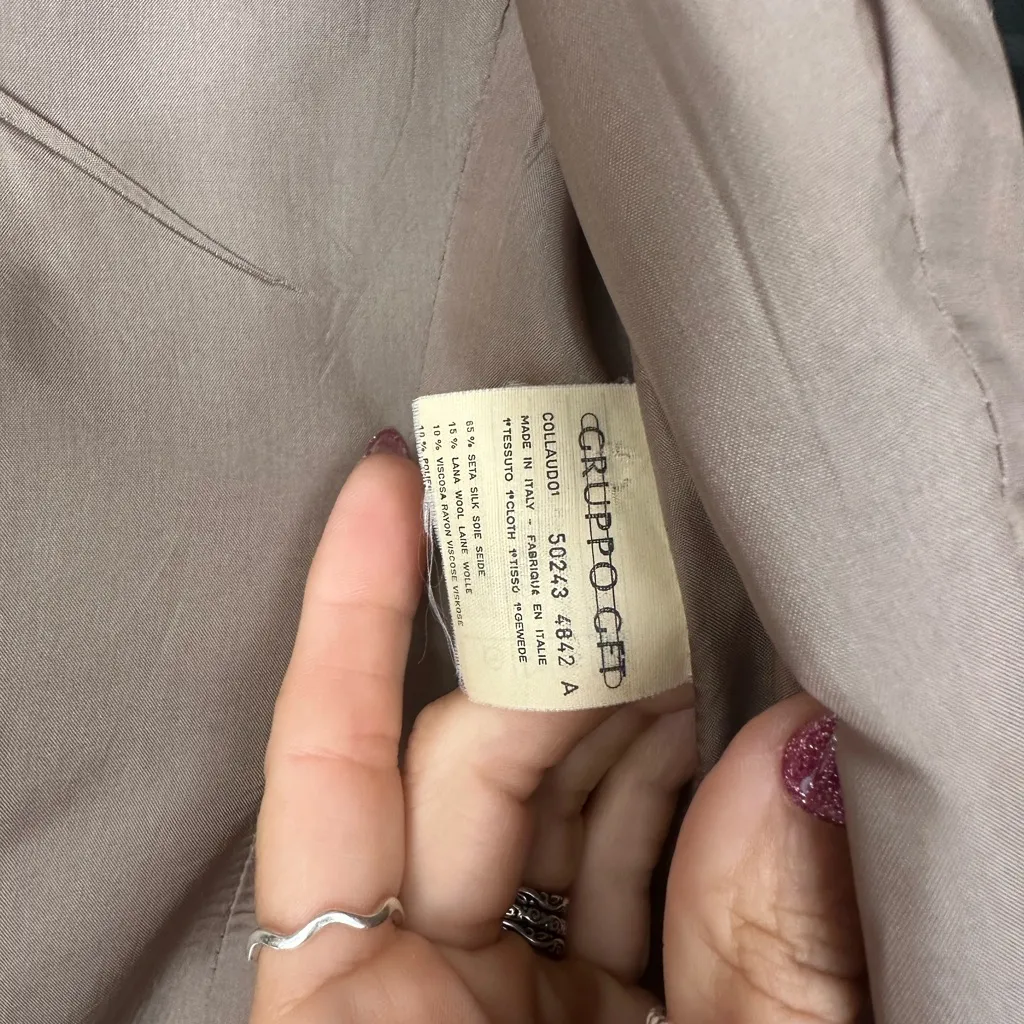 Giorgio Armani Vintage silk wool Brown Herringbone Structured Blazer 4 - Image 7