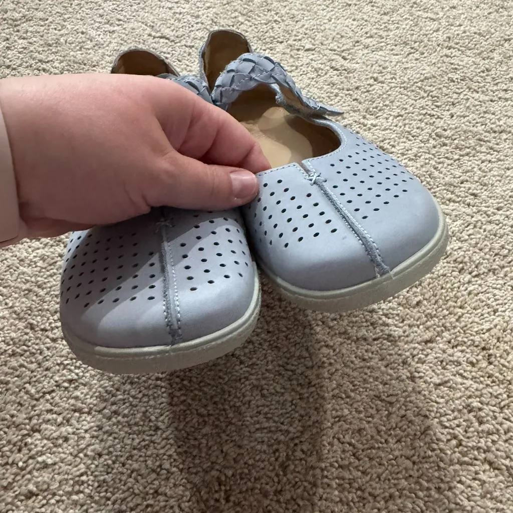 Hotter Quake II Light Blue Punched Leather Mary Jane Loafers Women's Size 8 - Image 5