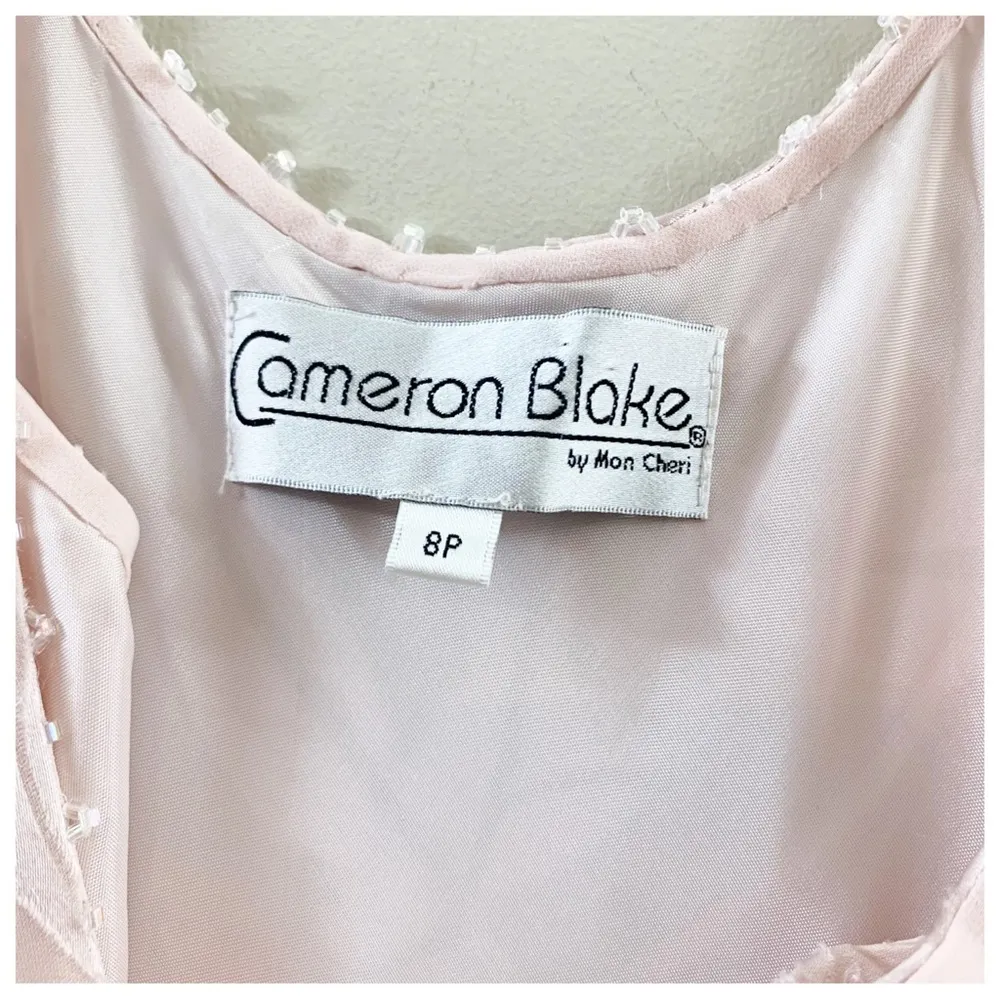 Cameron Blake by Mon Cheri Silk Floral Tiered Sleeveless Maxi Pink Dress Size 8P - Image 8