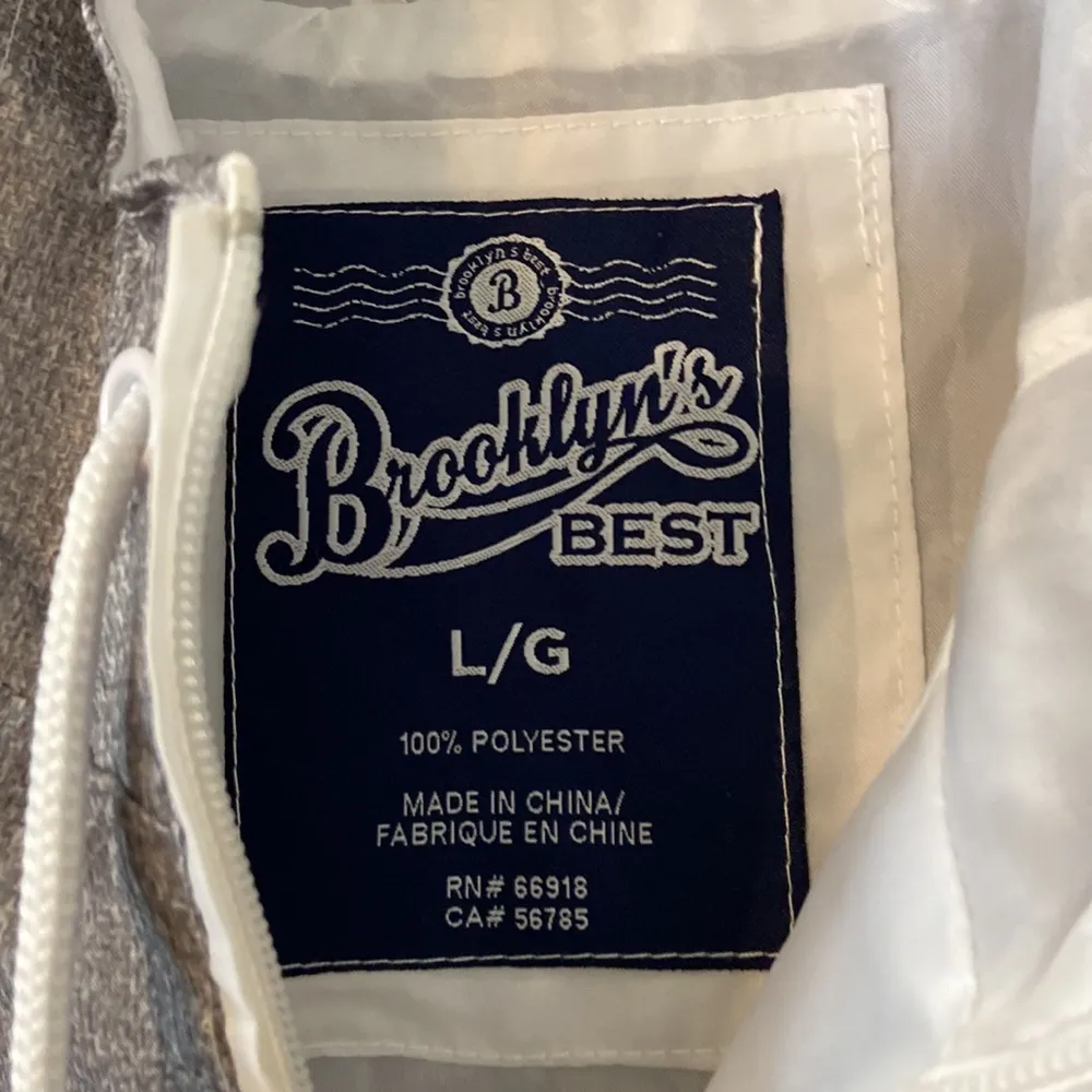 Brooklyn Best Windbreaker Stylish Gray and White Wodens’s Jacket size L Size L - Image 2