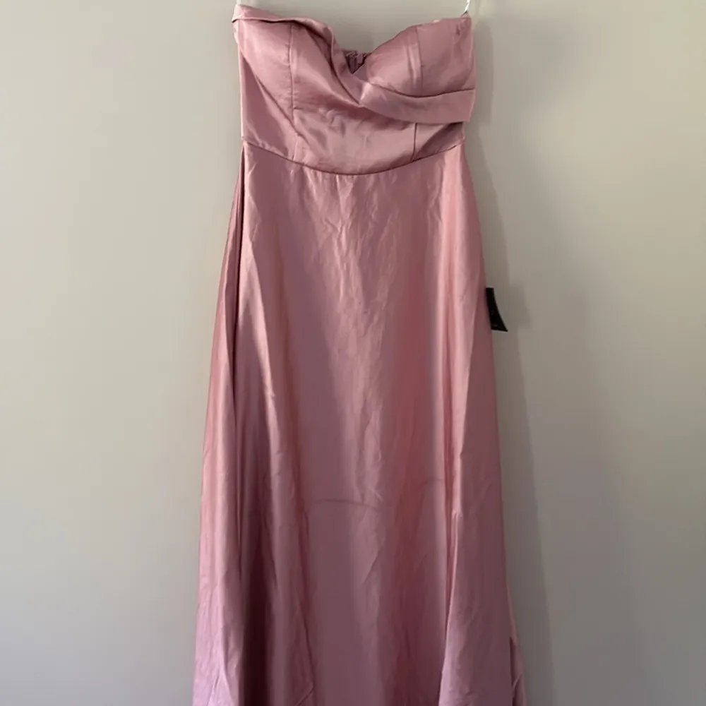 New Lulus Real Romantic Light Rose Satin Strapless Maxi Dress Size S - Image 13