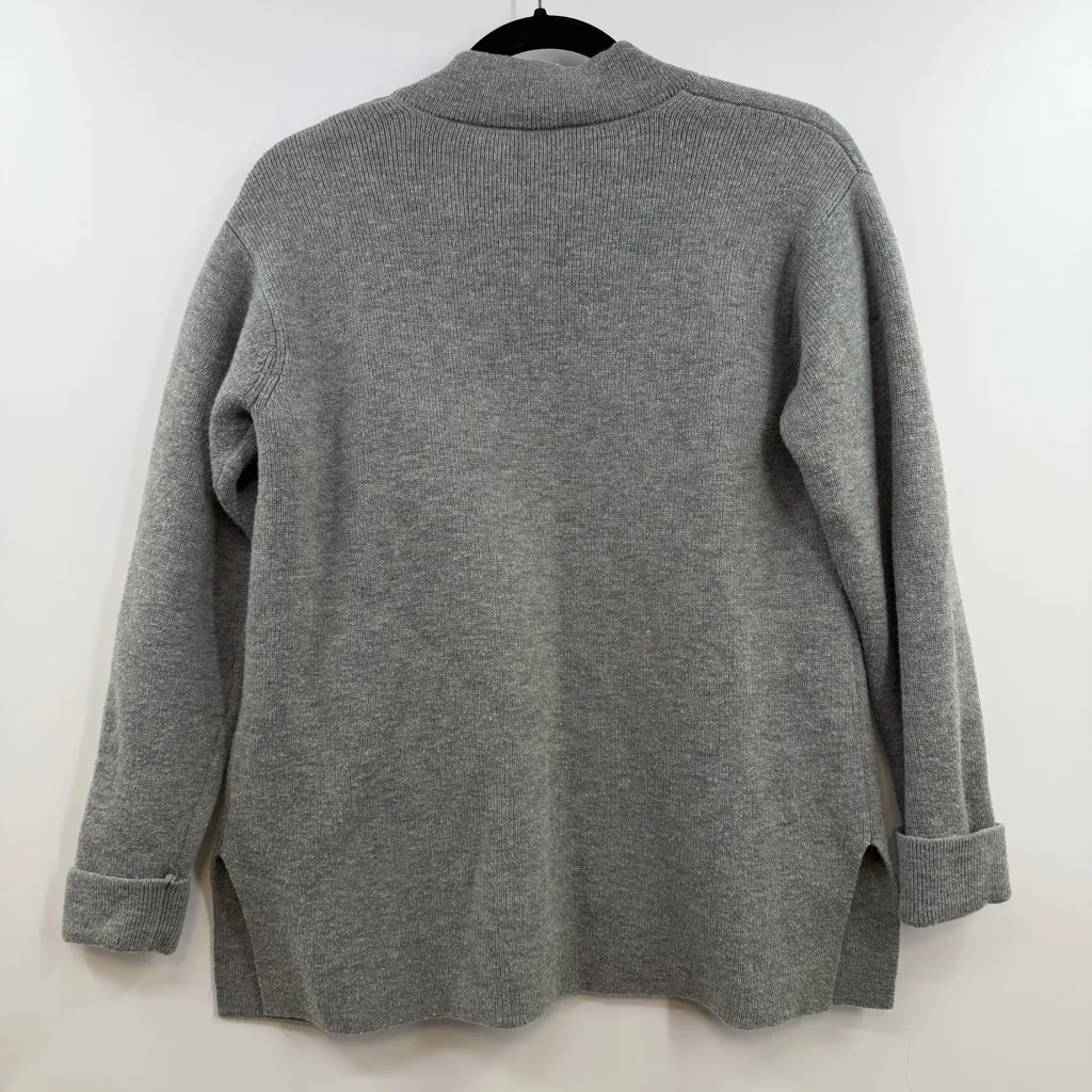 Talbots Petite Small Gray Lambswool Knit Blazer Cardigan Pockets single button - Image 5