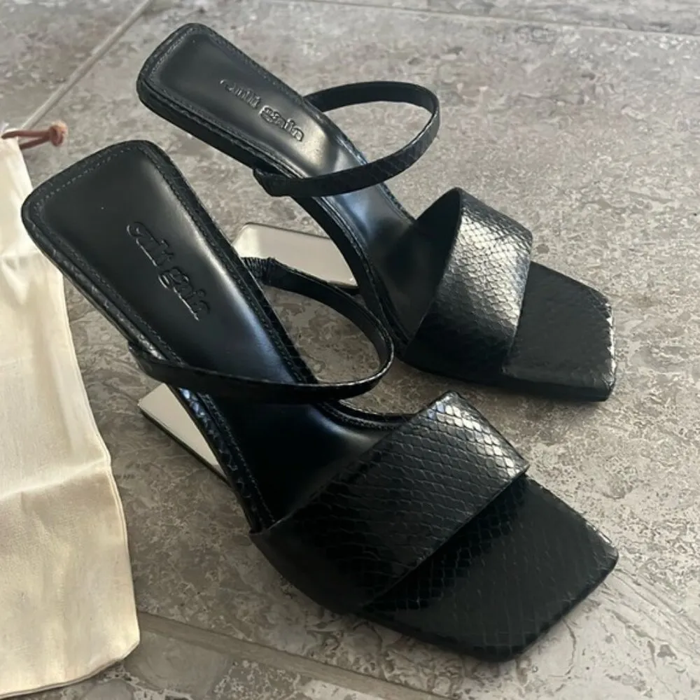 Cult Gaia x Revolve BLACK Rene Cut-Out Heel Sandals, EU39 NEW +DustBag - Image 9