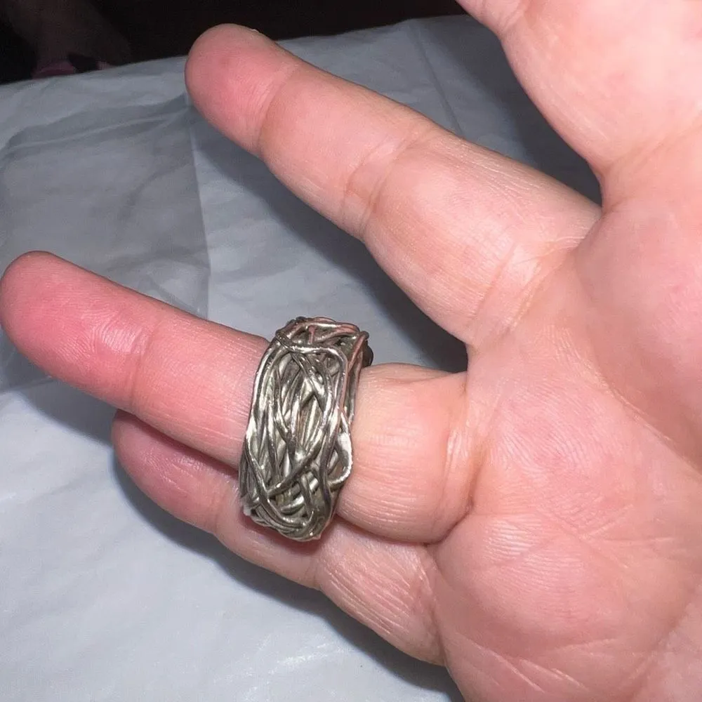 Vintage Solid Sterling Silver Twisted Thick Vine Ring Size 6 - Image 2