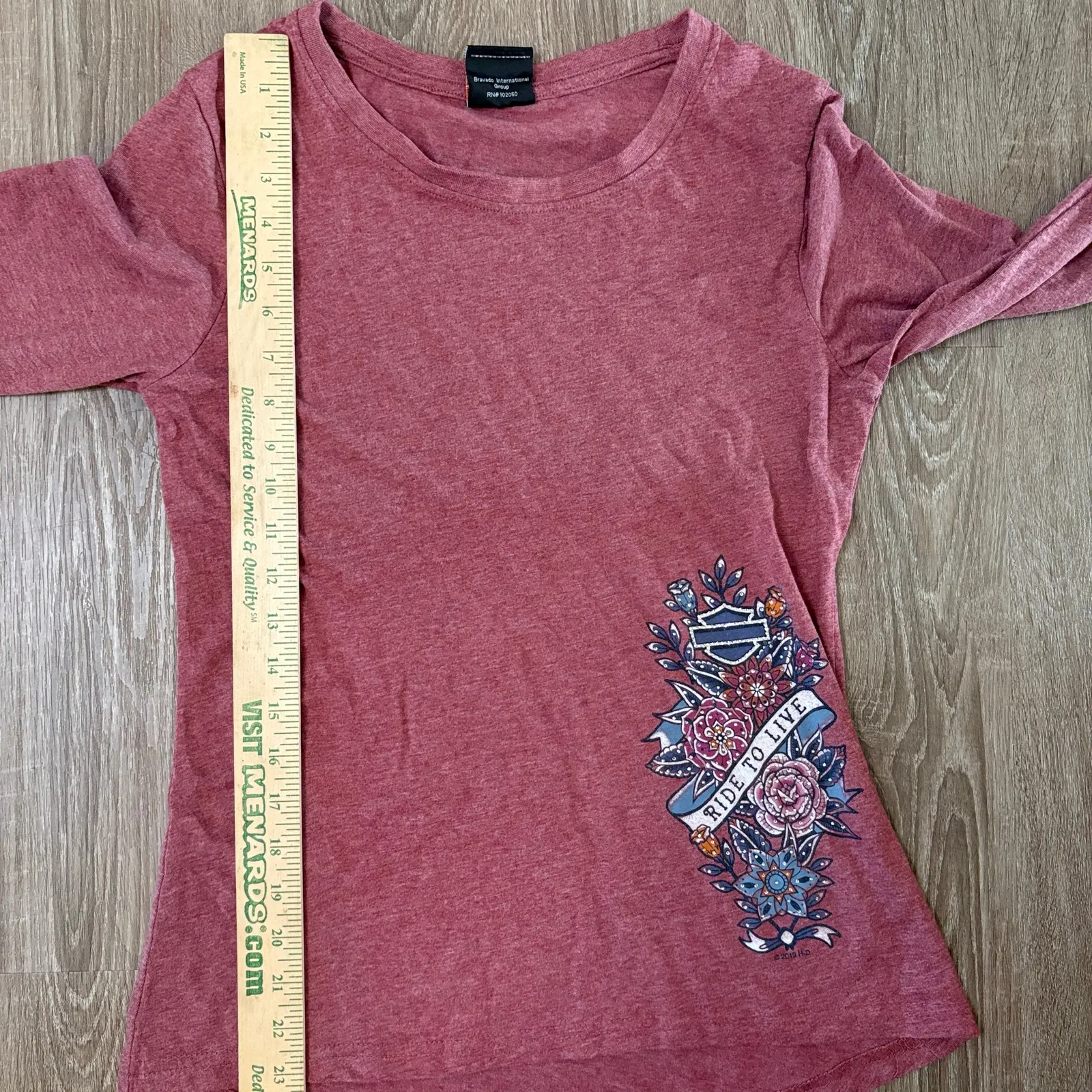 Harley-Davidson Women’s Long Sleeve Shirt Sz S Pink Retro Tattoo OK back Print - Image 6