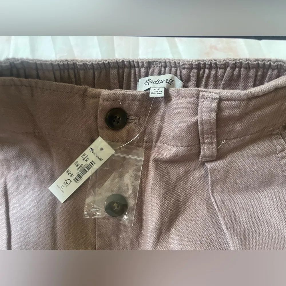 NWT Madewell Petite Cotton-Linen Pleated Wide-Leg Pants - Image 5
