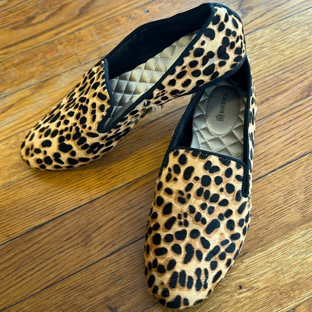 BIRDIES the starling cheetah animal print haircalf loafer flats shoes 7 slip on - Image 2