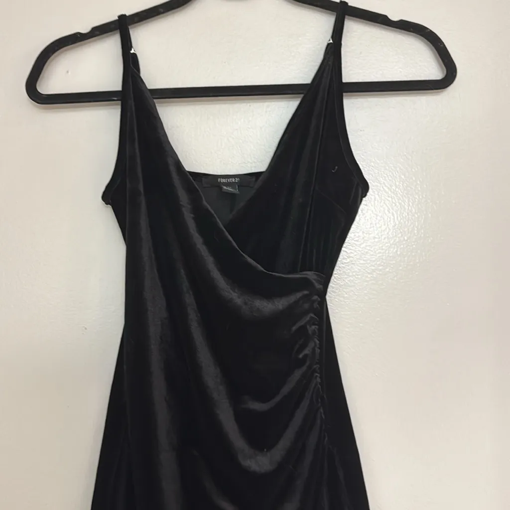 MOVING SALE - Black Velvet Asymmetrical Forever 21 Mini Dress - Image 4
