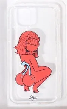 new Valfre ☻︎ Lucy Cherry Bottom ☻ iPhone 6+ 7+ 8+ Clear Case ☻ Artist Drawn ☻ - Image 2