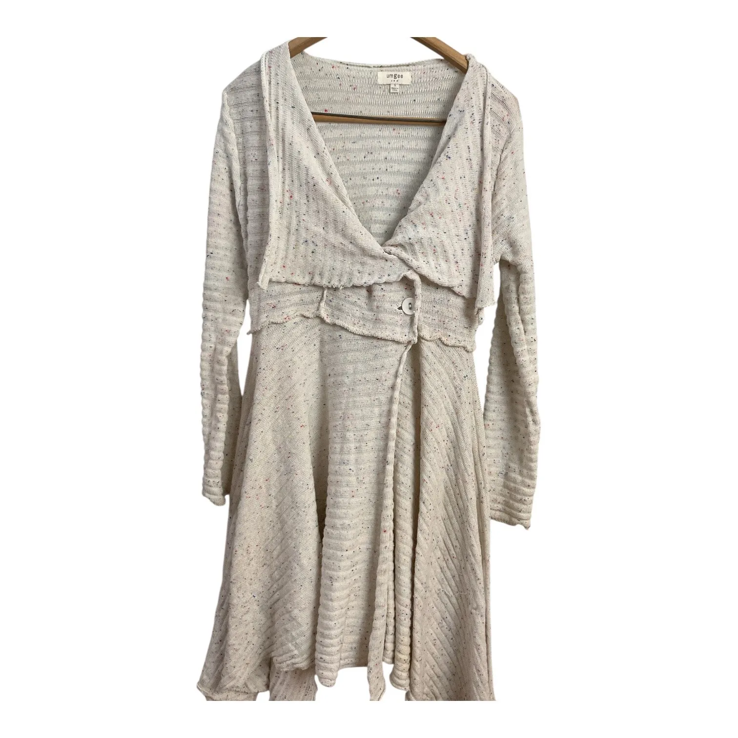 UMGEE  Embellished‎ Knit Wrap Dress Cardigan Style Natural Size S - Image 3