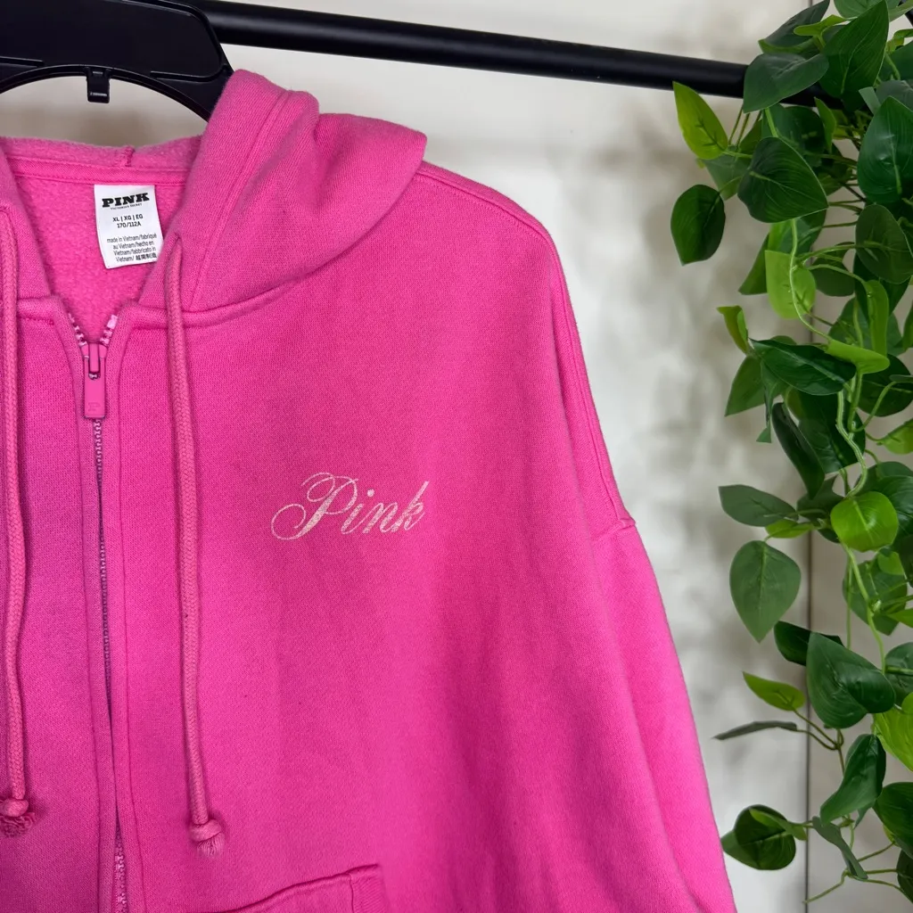 VS Pink Ivy Campus Fleece Full Zip Hoodie Jersey Shore Graphic size XL - Image 11