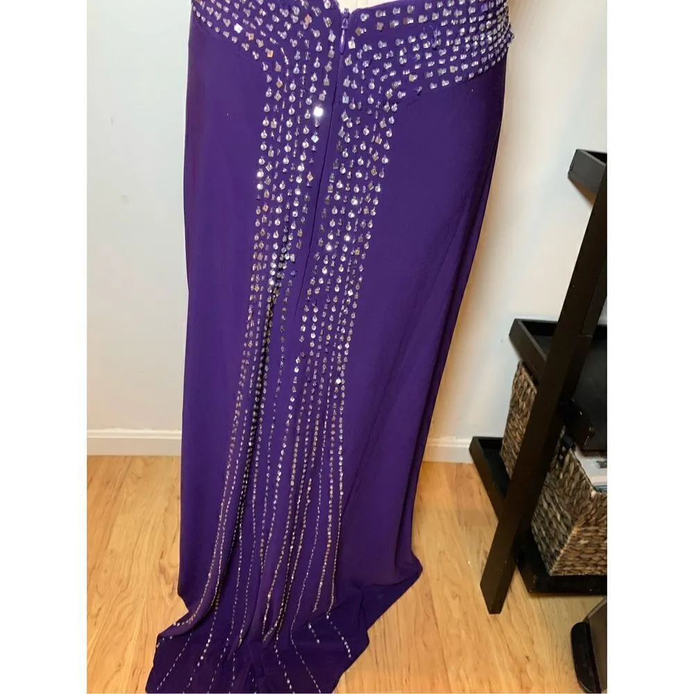 Betsy and Adam purple long dress with sequence size 8 - Image 4