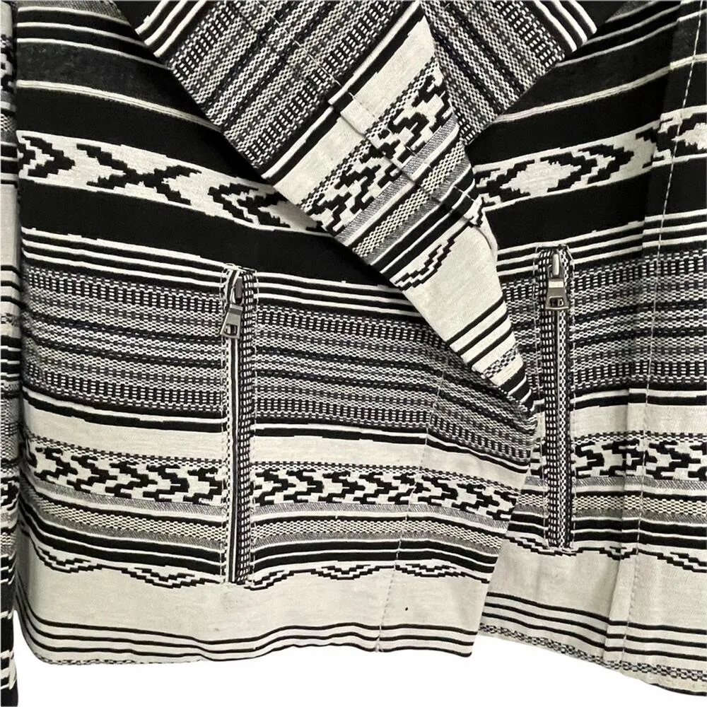 FIFTEEN TWENTY Moto Jacket Black White Fall Navajo Print Boho Bohemian Small NWT - Image 6