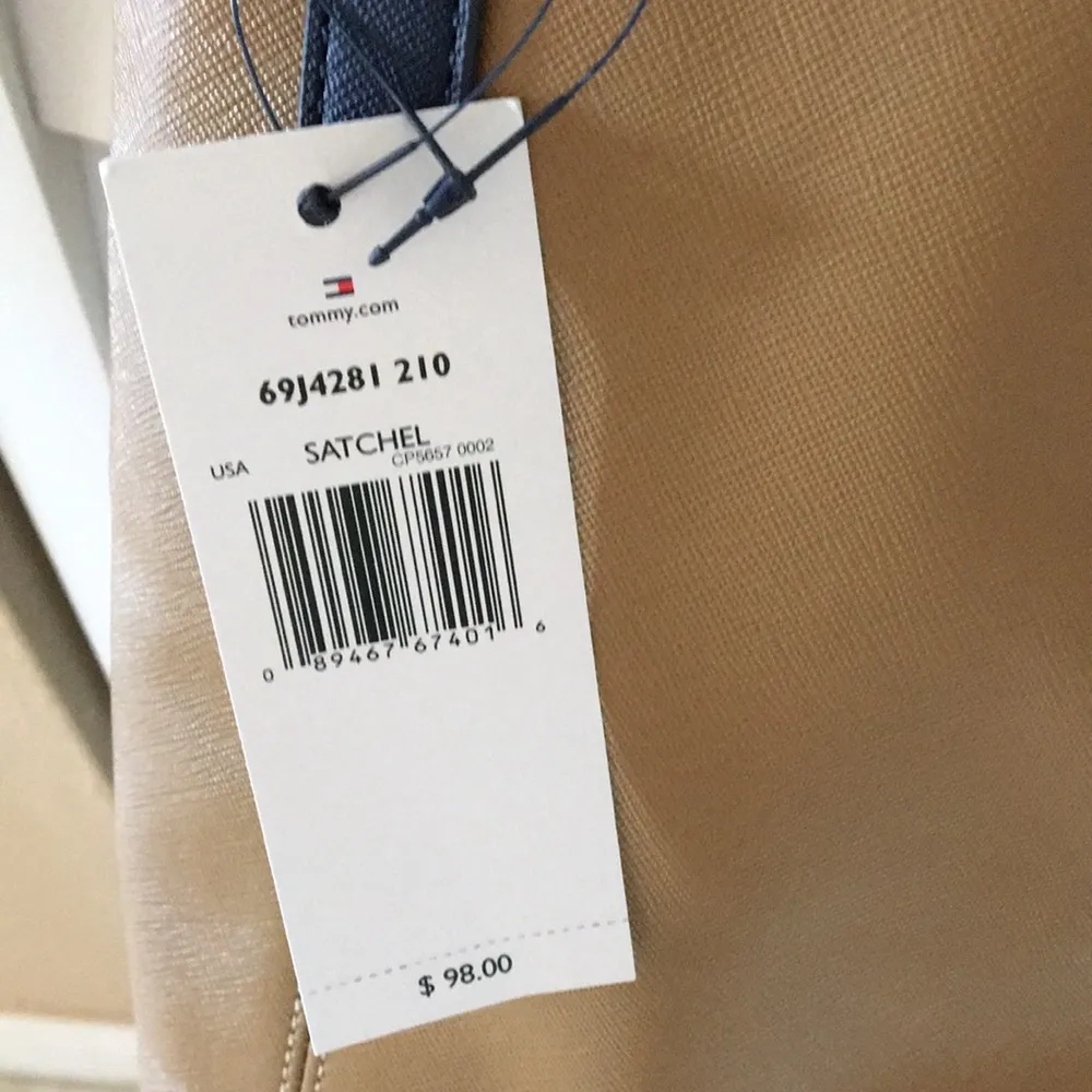 New Tommy Hifiger Camel & Navy Triple Entry Satchel Crossbody Bag - Image 3