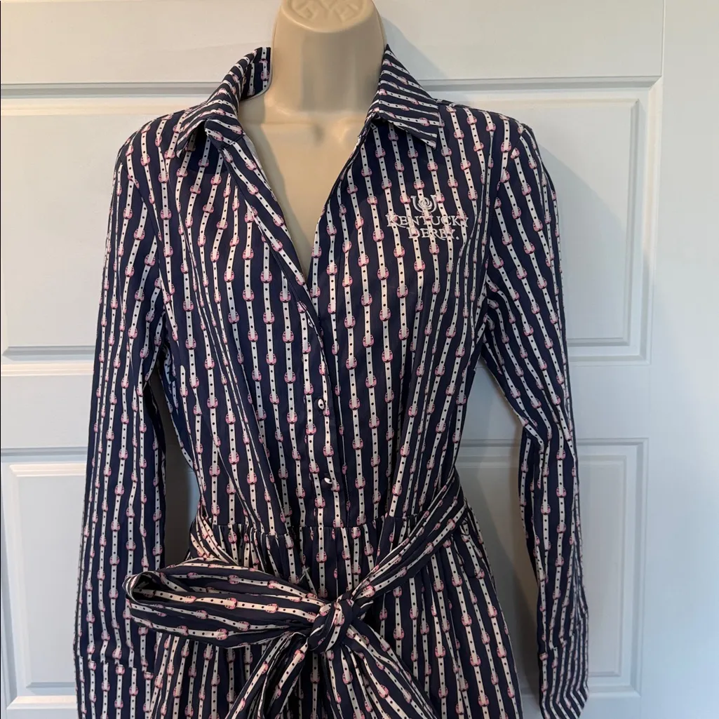 Vineyard Vines Kentucky Derby concierge shirtdress in Horseshoe Stripe SZ 4 NWT - Image 2