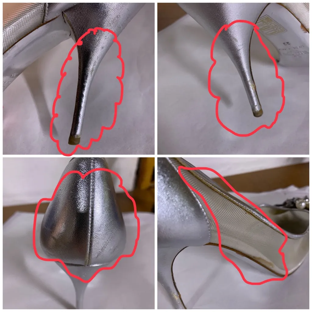 VALENTINO GARAVANI SILVER LEATHER & MESH HEELS W/SWAROVSKI CRYSTALS (39) Size 8 - Image 10