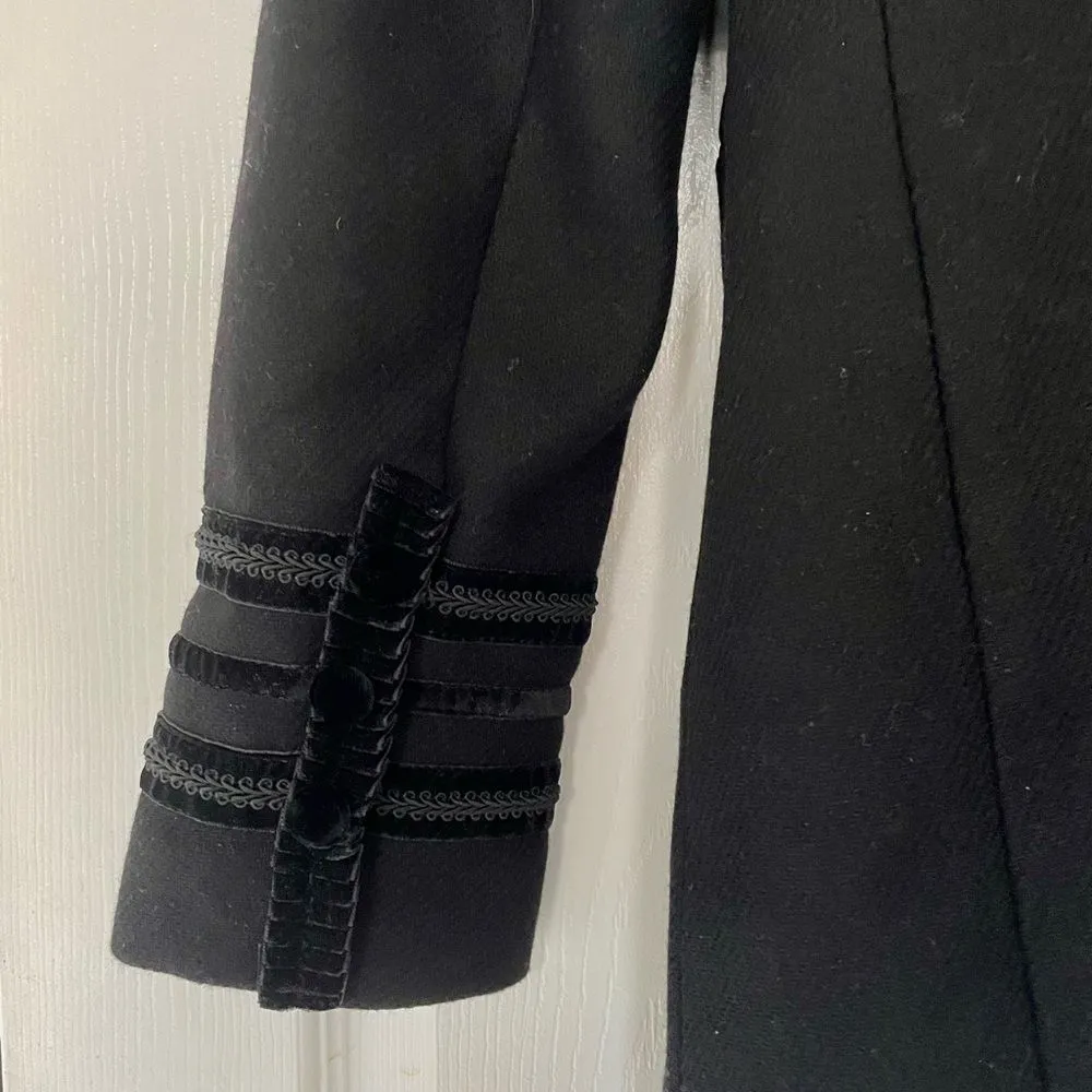 Zara Woman Black Wool-Blend Double-Breasted Military Peacoat w/ Sleeve Detailing - Image 8