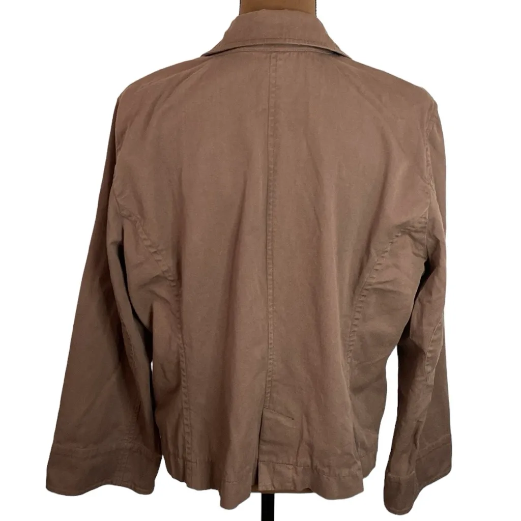 J Jill brown cotton lagenlook two button lightweight blazer size XL petite - Image 2