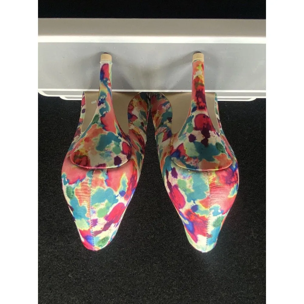 Christian Siriano For Payless‎ Size 9.5 Peep Toe Heels 4" Floral Watercolor - Image 8