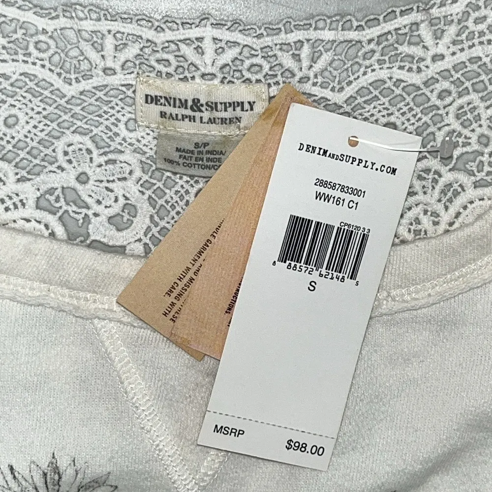 Denim & Supply NWT Size S Floral Skull Graphic - Lace Oversized Sweatshirt Top - Image 5