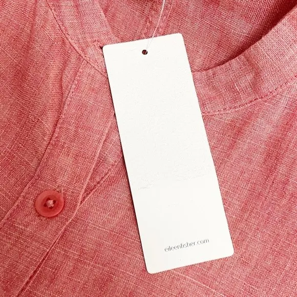 NWT Eileen Fisher Round Neck Linen Shift Dress Coral Size PS | Petite Small NEW - Image 13