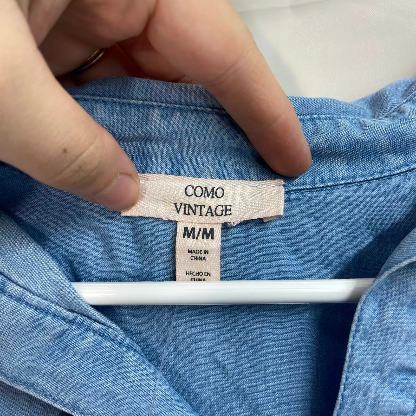 NEW‎ Como Vintage women's light blue denim indigo long sleeve collared dress M Size M - Image 4