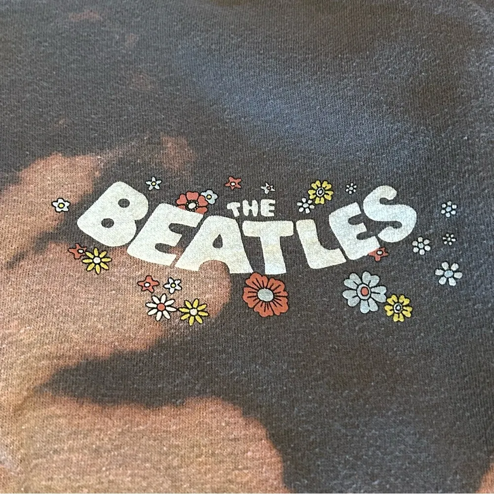 The Beatles Come Together Tie Dye Hooded Sweatshirt Full Zip Flowers Small Gray - Image 6