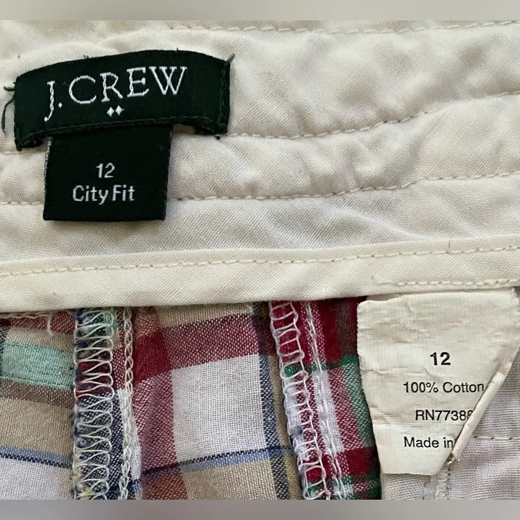 J Crew Women’s Sz 12 City Fit Madras Cotton Bermuda Shorts - Image 4