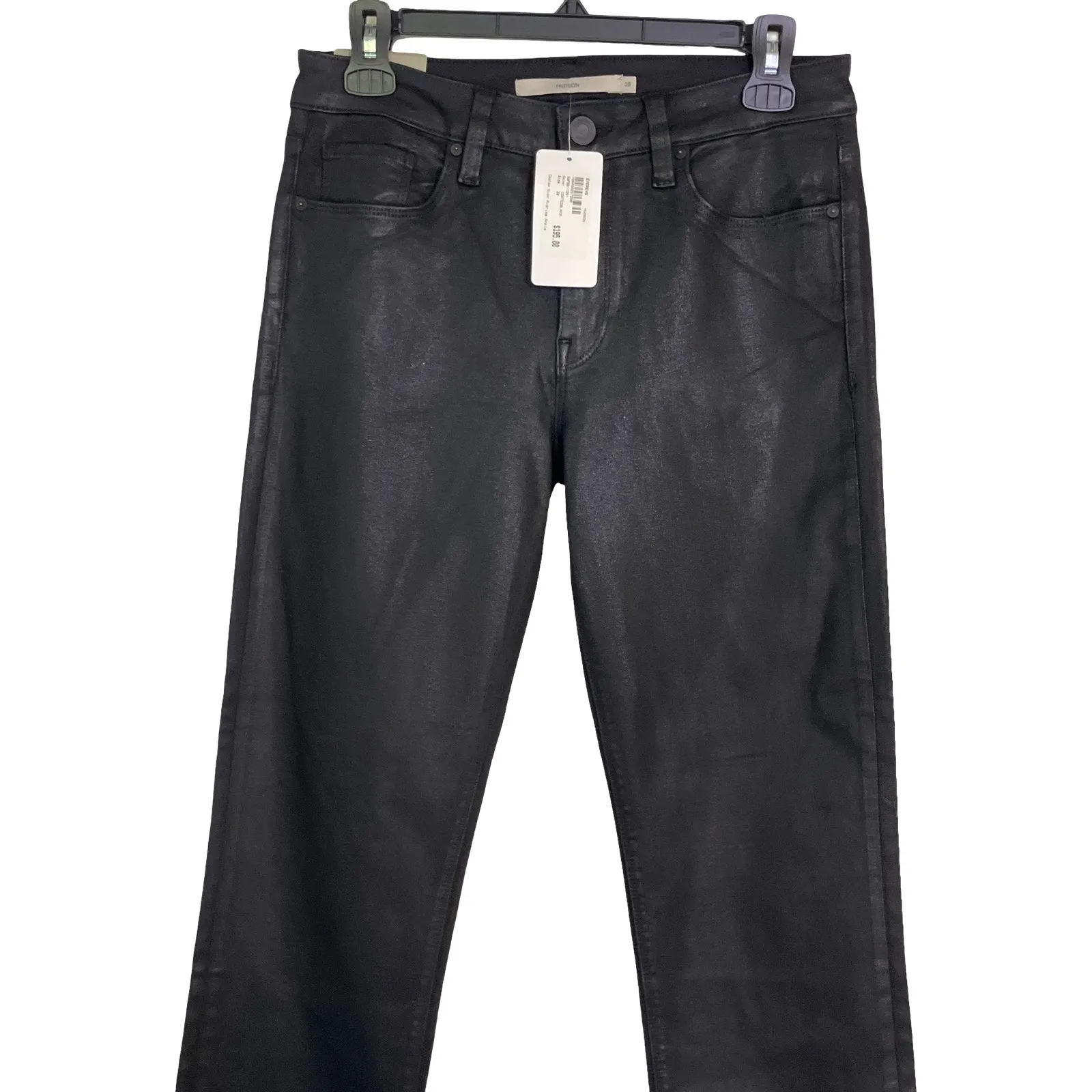 Hudson Jeans Nico Coated Black Mid Rise Straight Ankle Size 28 NWT - Image 2