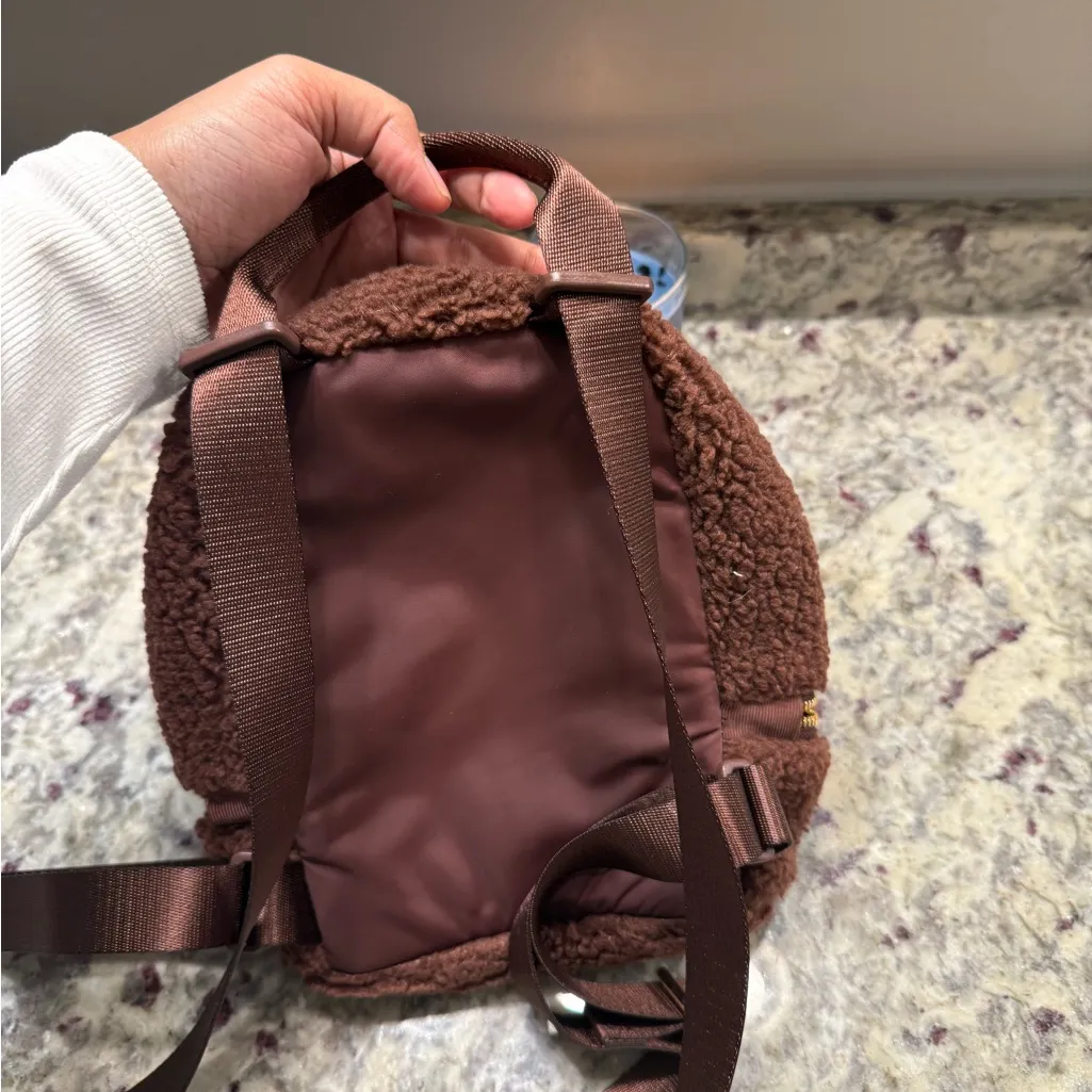Lululemon Brown Sherpa Mini Backpack Travel Hiking - Image 7