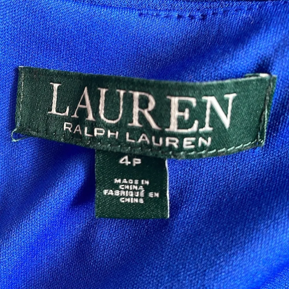 Lauren by Ralph Lauren Blue Flutter Sleeve Sheath Dress - Image 6